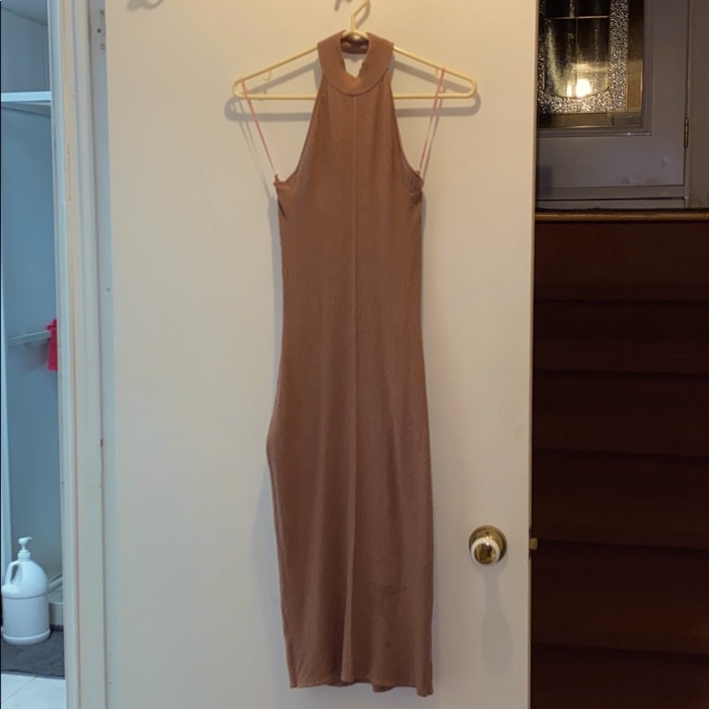 Tight pink-cream dress